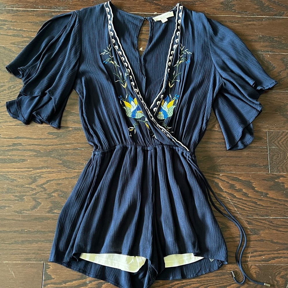 Lovestitch Navy Blue Short Sleeve Romper